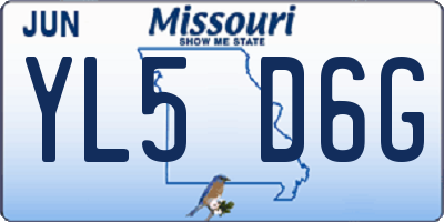 MO license plate YL5D6G