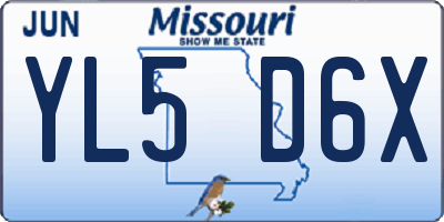MO license plate YL5D6X