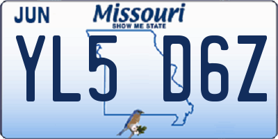 MO license plate YL5D6Z
