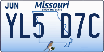 MO license plate YL5D7C