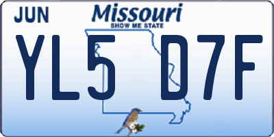 MO license plate YL5D7F