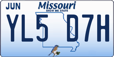 MO license plate YL5D7H