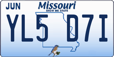 MO license plate YL5D7I