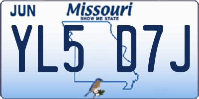 MO license plate YL5D7J