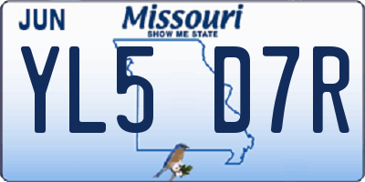 MO license plate YL5D7R