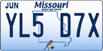 MO license plate YL5D7X