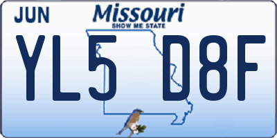 MO license plate YL5D8F