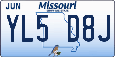 MO license plate YL5D8J