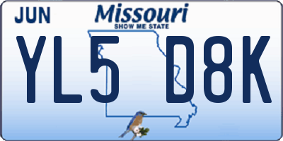 MO license plate YL5D8K