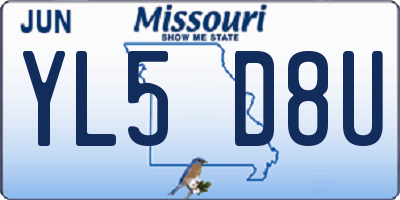 MO license plate YL5D8U