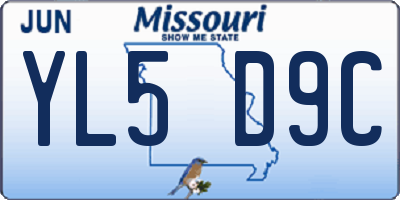 MO license plate YL5D9C