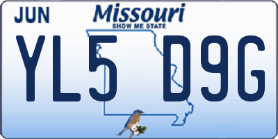 MO license plate YL5D9G