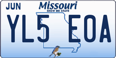 MO license plate YL5E0A
