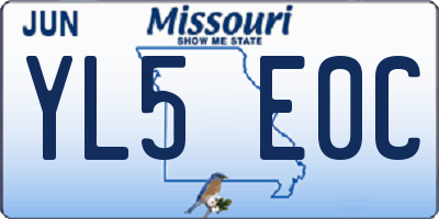 MO license plate YL5E0C