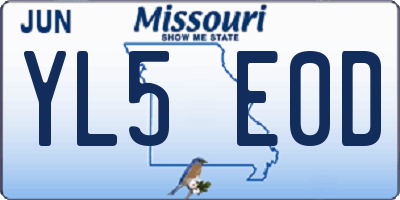 MO license plate YL5E0D