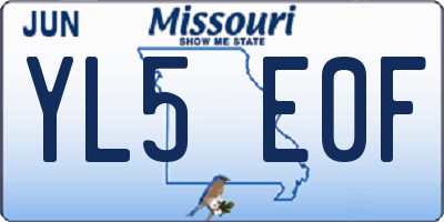 MO license plate YL5E0F