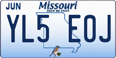 MO license plate YL5E0J