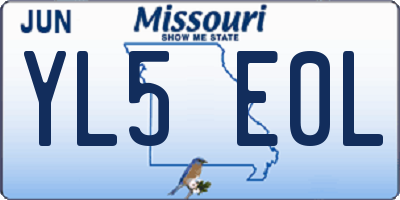 MO license plate YL5E0L
