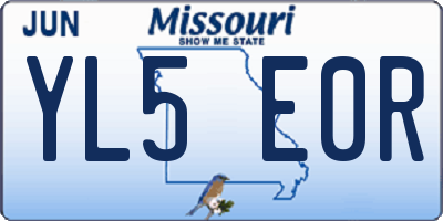 MO license plate YL5E0R