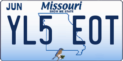 MO license plate YL5E0T