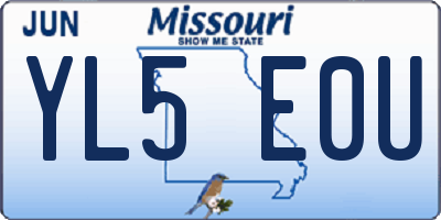 MO license plate YL5E0U