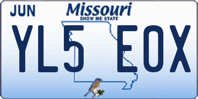 MO license plate YL5E0X