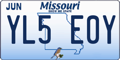 MO license plate YL5E0Y