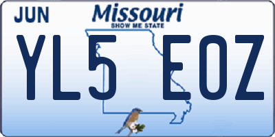 MO license plate YL5E0Z