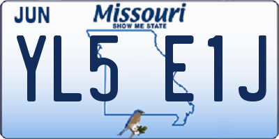 MO license plate YL5E1J