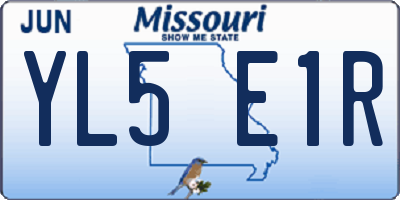 MO license plate YL5E1R