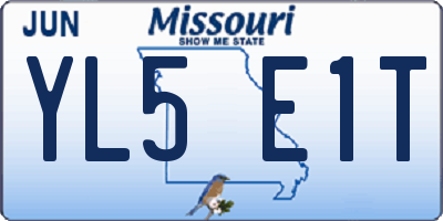 MO license plate YL5E1T