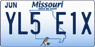 MO license plate YL5E1X