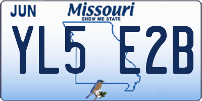 MO license plate YL5E2B