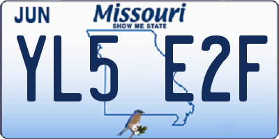 MO license plate YL5E2F