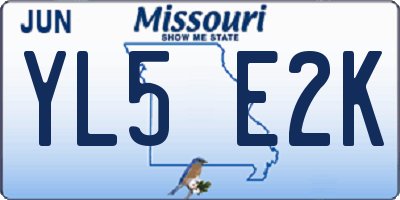 MO license plate YL5E2K