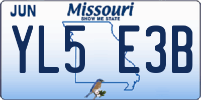 MO license plate YL5E3B