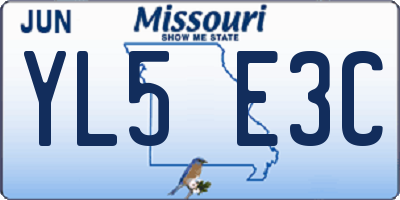 MO license plate YL5E3C