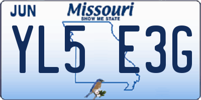 MO license plate YL5E3G