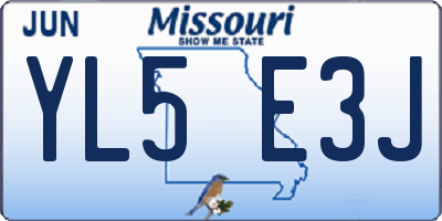 MO license plate YL5E3J