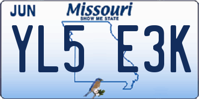 MO license plate YL5E3K