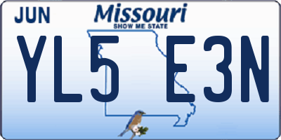 MO license plate YL5E3N