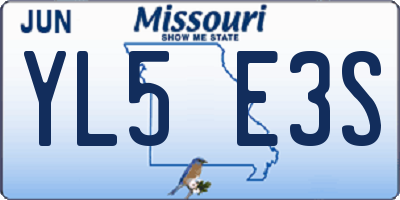 MO license plate YL5E3S