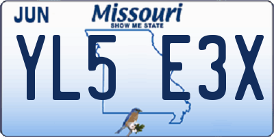 MO license plate YL5E3X