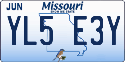 MO license plate YL5E3Y