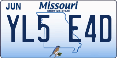MO license plate YL5E4D