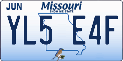 MO license plate YL5E4F