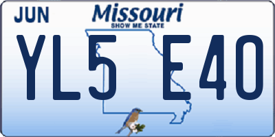 MO license plate YL5E4O
