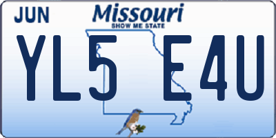 MO license plate YL5E4U