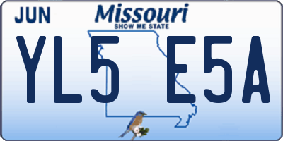 MO license plate YL5E5A