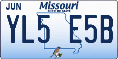 MO license plate YL5E5B